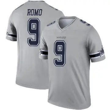 ＃9 Men's Tony Romo Gray Legend Dallas Cowboys Inverted Jersey