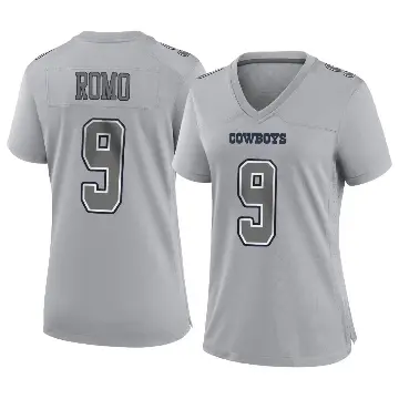 ＃9 Women's Tony Romo Gray Game Dallas Cowboys Atmosphere Fashion Jersey