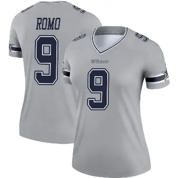 ＃9 Women's Tony Romo Gray Legend Dallas Cowboys Inverted Jersey