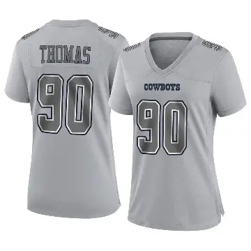 ＃90 Women's Solomon Thomas Gray Game Dallas Cowboys Atmosphere Fashion Jersey