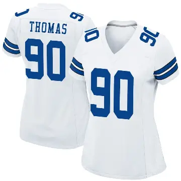 ＃90 Women's Solomon Thomas White Game Dallas Cowboys Jersey