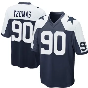＃90 Youth Solomon Thomas Navy Blue Game Dallas Cowboys Throwback Jersey