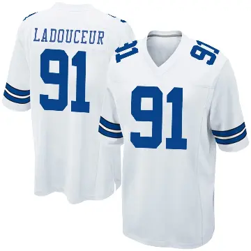 ＃91 Men's L.P. LaDouceur White Game Dallas Cowboys L.P. Ladouceur Jersey