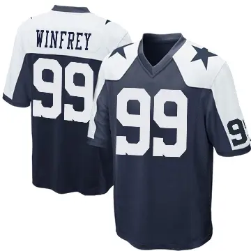 ＃99 Men's Perrion Winfrey Navy Blue Game Dallas Cowboys Throwback Jersey