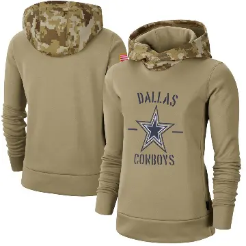 Women's Dallas Cowboys Khaki 2019 Salute to Service Therma Pullover Hoodie