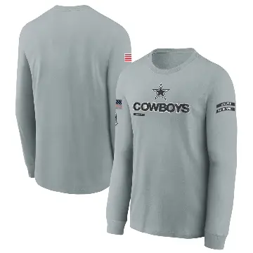 Youth Gray Dallas Cowboys 2024 Salute To Service Long Sleeve T-Shirt